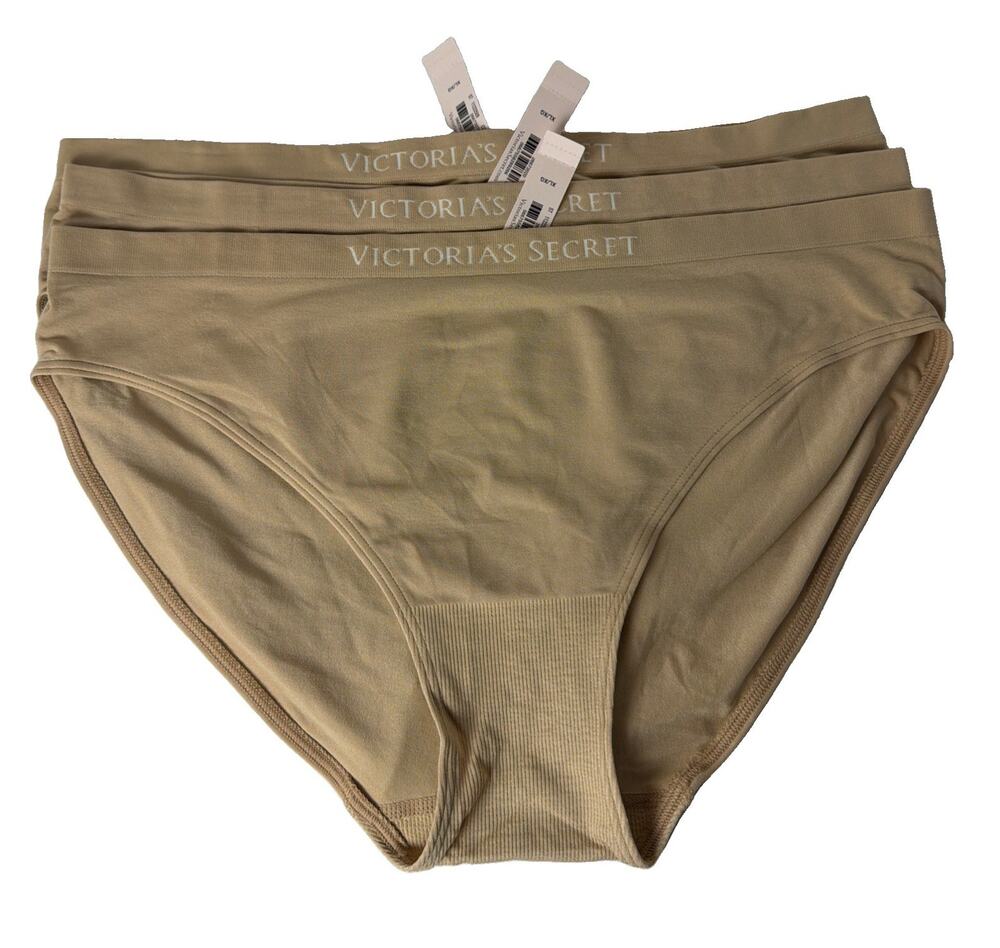 Victoria’s Secret Seamless Bikini Panties XL Nude Beige 3 Pack NWT